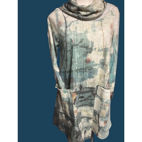 nwt JESS AND JANE EMERALD TUNIC OR DRESS SIZE MED COWL NECK FRONT POCKETS - Picture 15 of 16